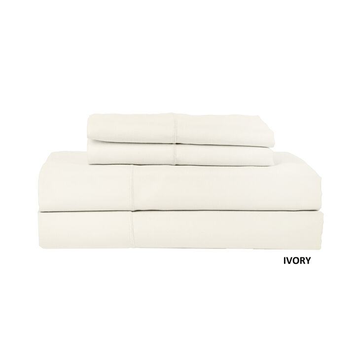 Hotel Concepts 500 Thread Count Sateen Sheet - 4 Piece Set - King, Ivory