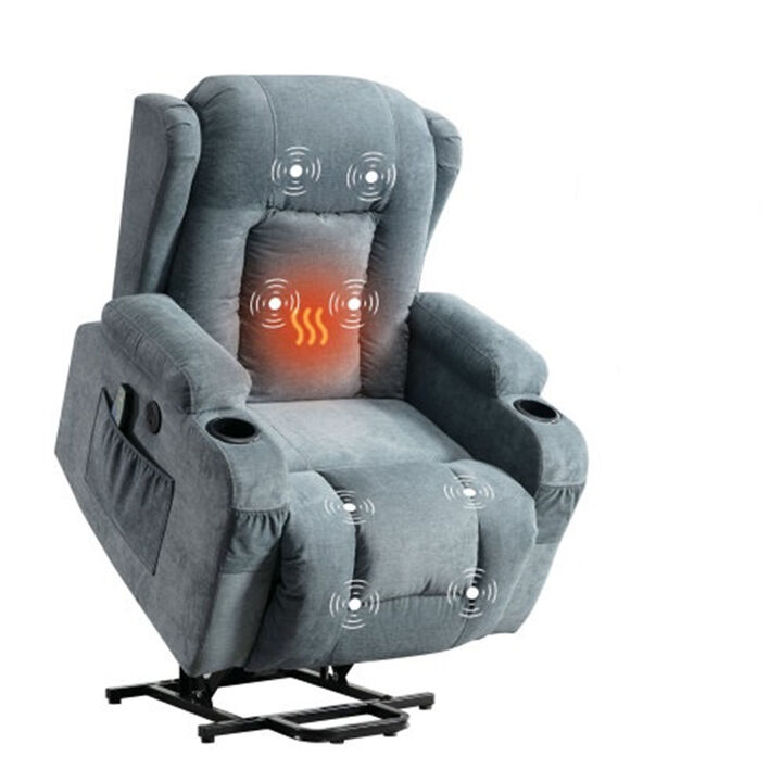 35.43 in. W Fabric Recliner with Remote Control, Tufted and Storage