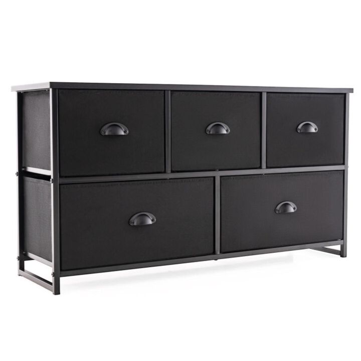Hivvago Dresser Storage Tower with 5 Foldable Cloth Storage Cubes-Gray