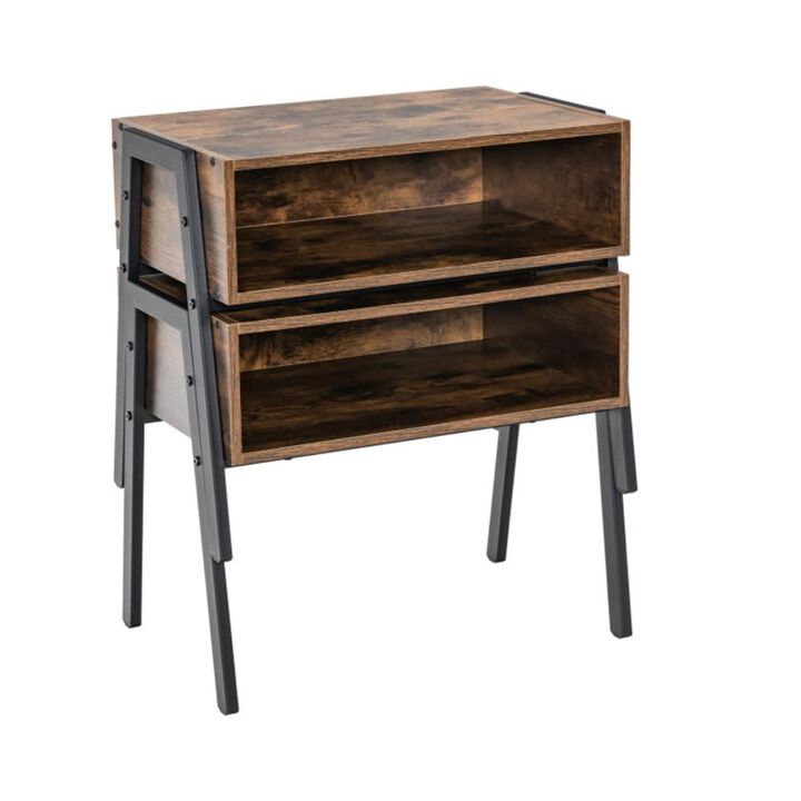 Hivvago 2 Pieces Stackable Night Stand Bedside End Table Set