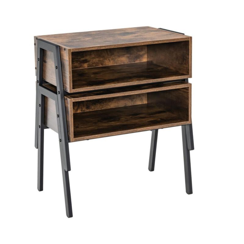 Hivvago 2 Pieces Stackable Night Stand Bedside End Table Set