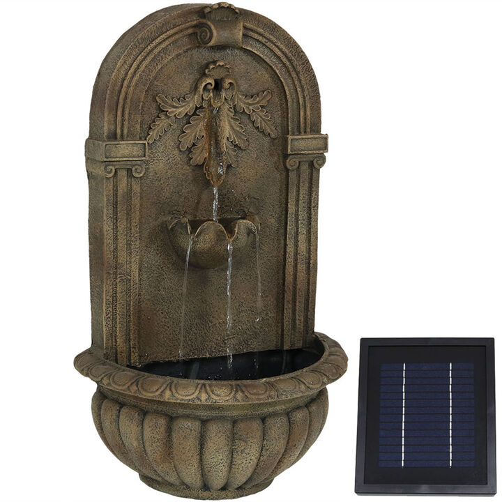 Sunnydaze Florence Outdoor Solar Wall Fountain with Battery - Florentine