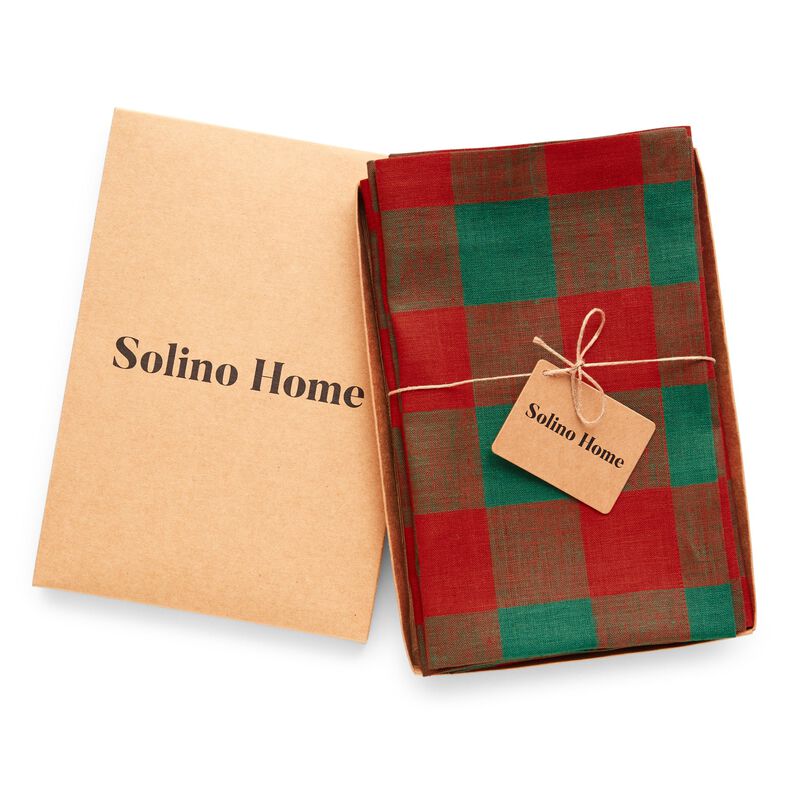 Solino Home 100% Pure Linen Buffalo Check Dinner Napkins 20 x 20 Inch Set of 4