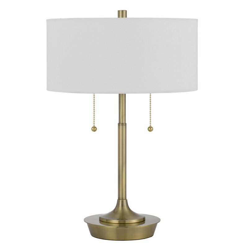 20 Inch Metal Table Lamp with Pull Chain Switch, Brass-Benzara