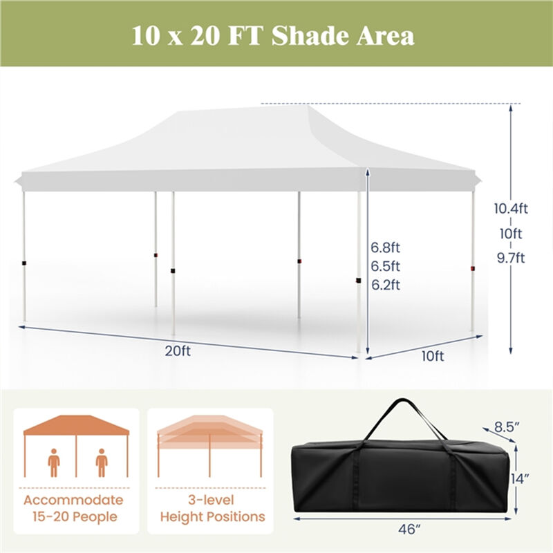 10 x 20 FT Pop-up Canopy Tent with Carrying Bag