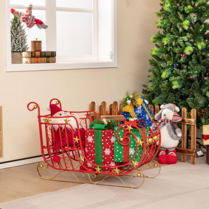 Hivvago Metal Christmas Santa Sleigh with Large Cargo Area for Gifts