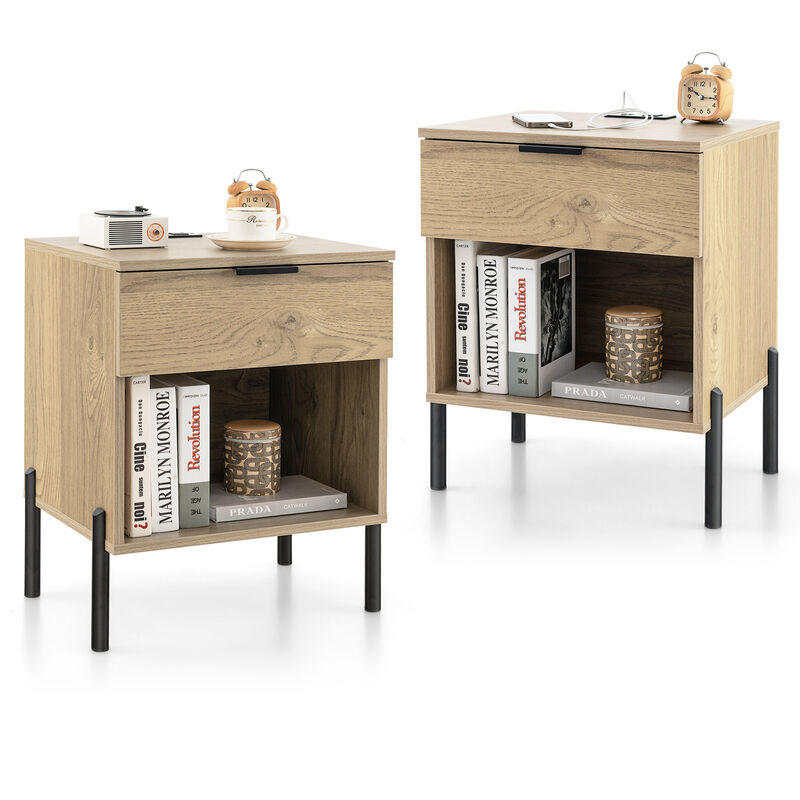 Modern Nightstand with Charging Station