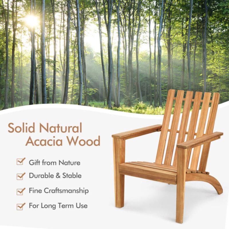 Hivvago Outdoor Durable Patio Acacia Wood Adirondack Lounge Armchair