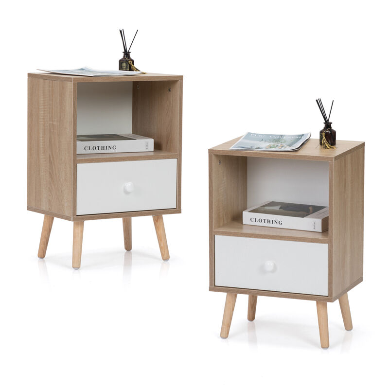 Streamdale 2 Mid Century Wood Nightstands with Drawer