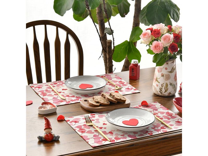 Artoid Mode Pink Love Valentine's Day Placemats Set of 4