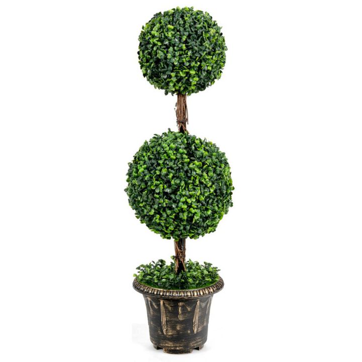 Hivvago 36 Inch Artificial Double Ball Tree Indoor and Outdoor UV Protection
