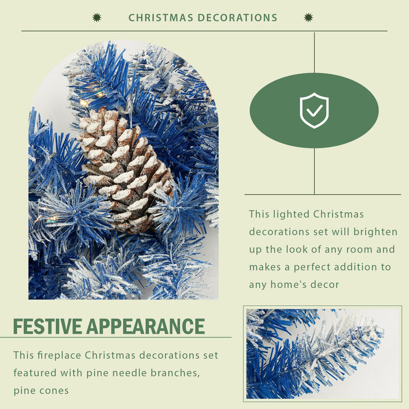 Merax Christmas Garland, Wreath and 2 X-mas trees 4 Pieces Set