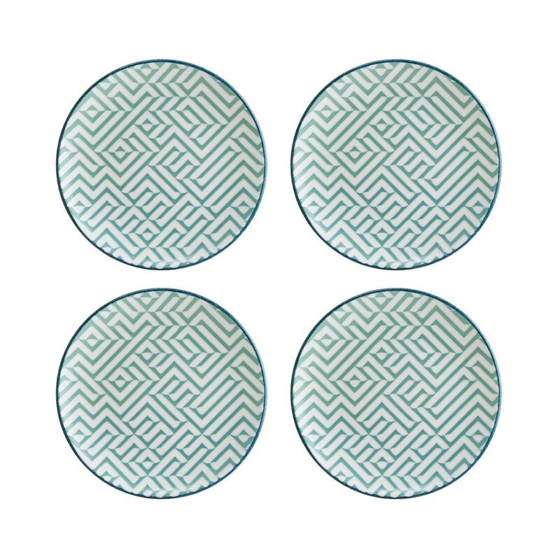 Chevron dia.10" Round Decorated Porcelain Plate (Set of 4)