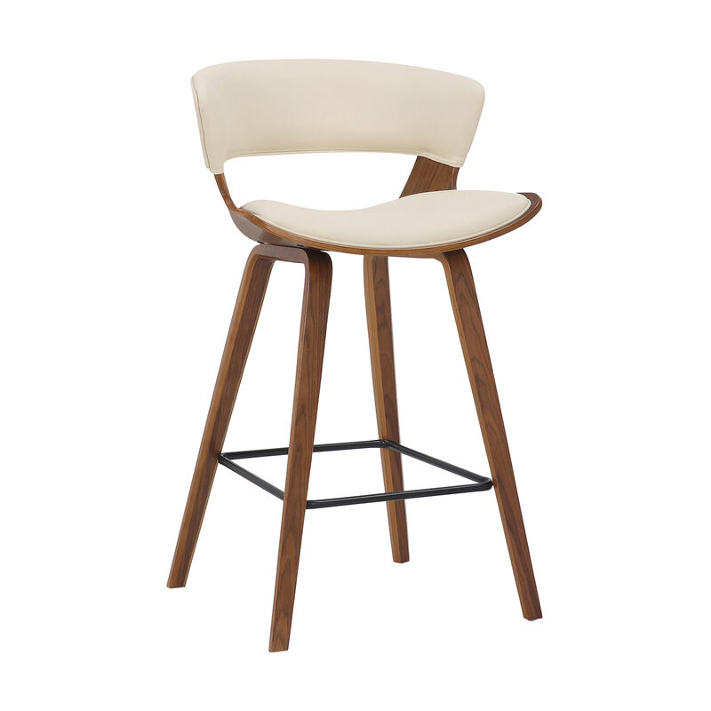 Jagger Modern  Wood and Black Faux Leather Counter Height Barstool