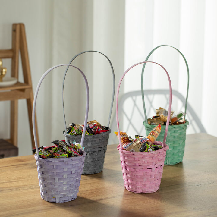 Wickerwise Set of 4 Decorative Baskets in Assorted Colors - Perfect for Easter Egg Hunts, Trick or Treat, Wedding Flower Girl Baskets, Halloween Parties, Christmas Decor, and Thanksgiving Decorations