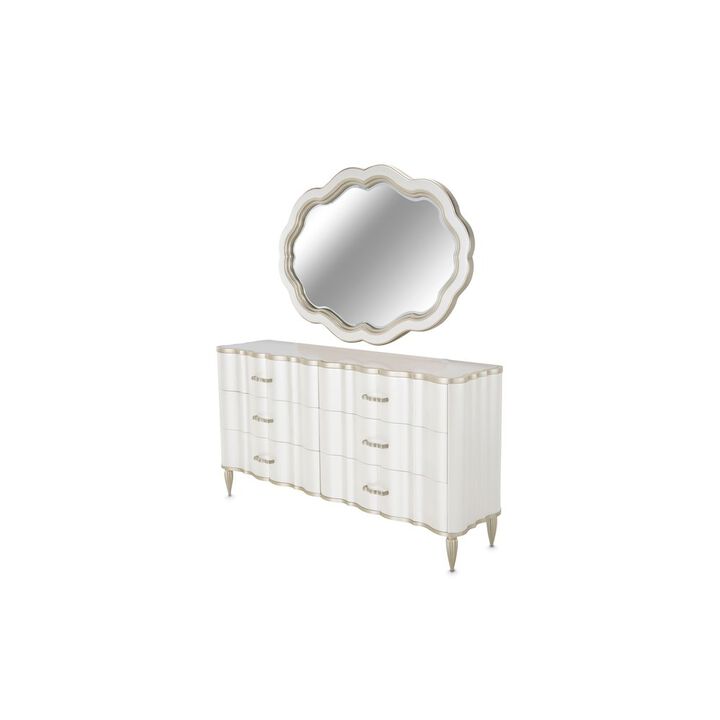 Michael Amini London Place Dresser with Mirror - Creamy Pearl