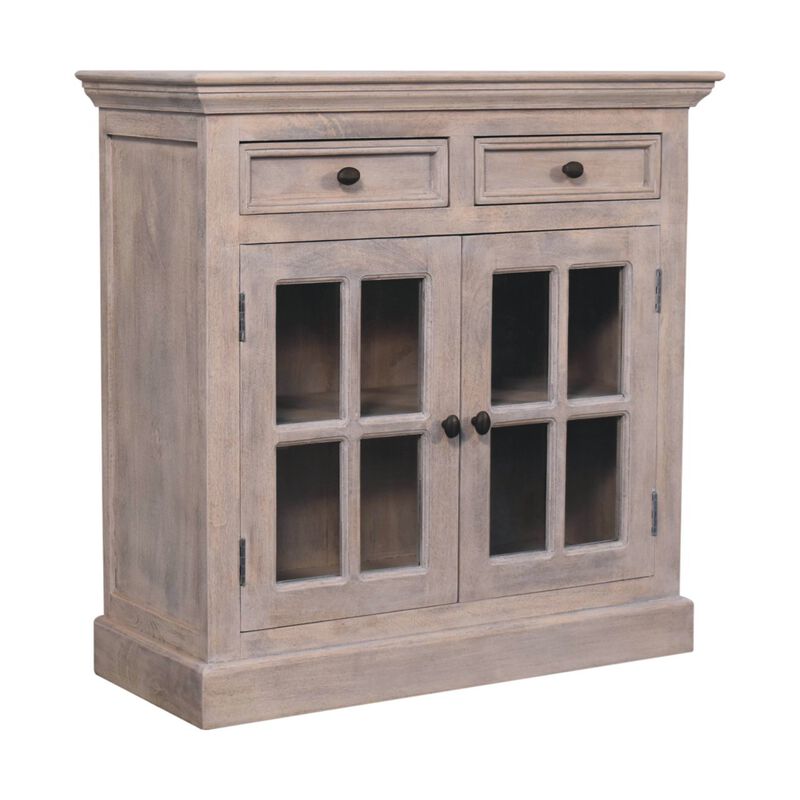 Stone Finish  Solid Wood Cabinet with Glazed Doors