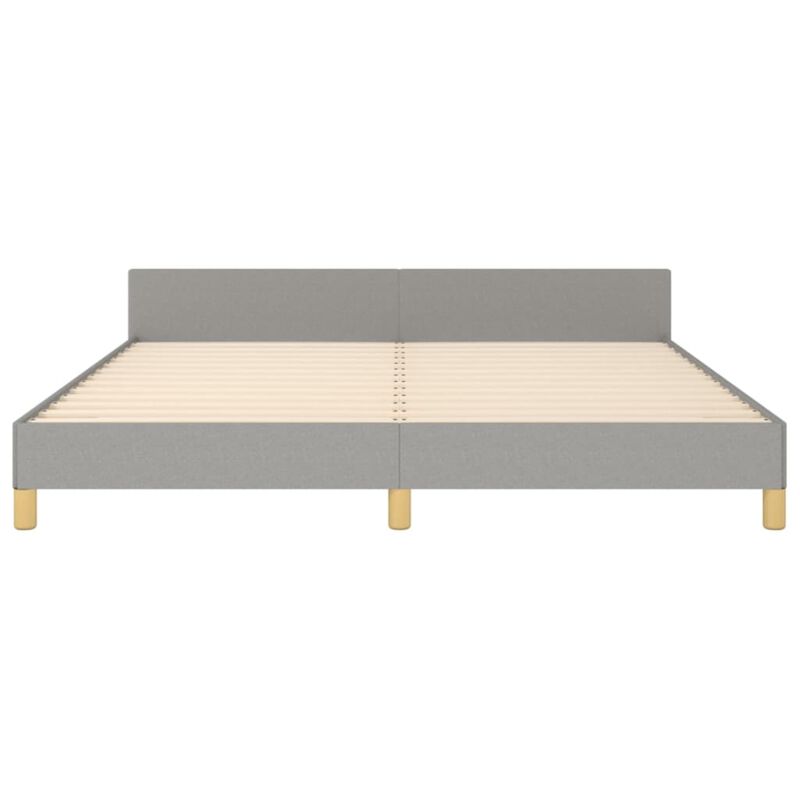 vidaXL King Size Bed Frame with Headboard - Light Gray Fabric Upholstery, Engineered Wood, Durable and Modern Bedroom Furniture
