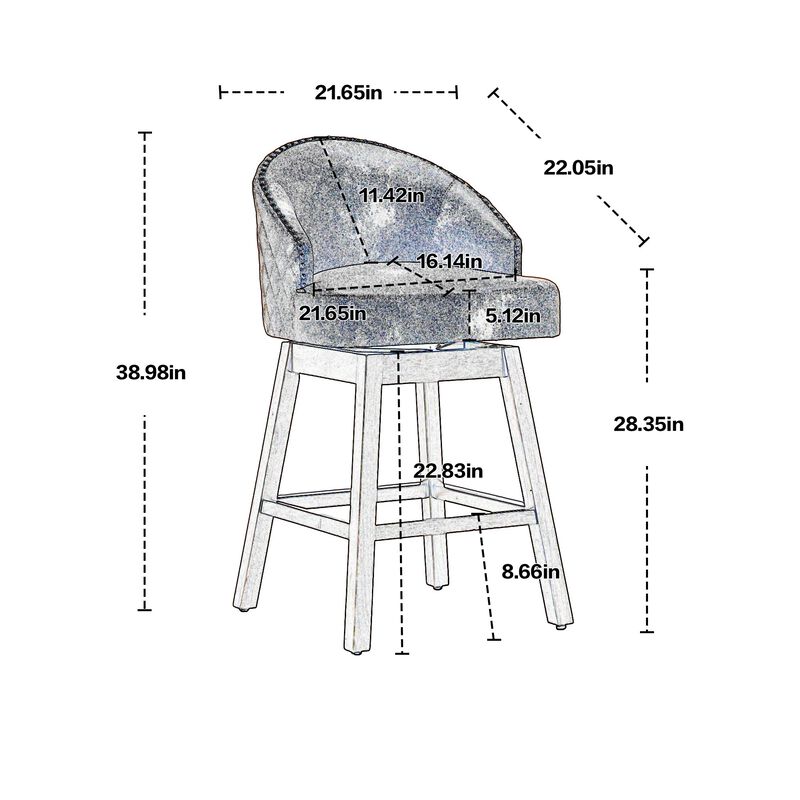 MONDAWE Bar Stools 360 Degree Swivel Counter Height Chairs with Footrest for Kitchen, Dining Room(Set of 2 )