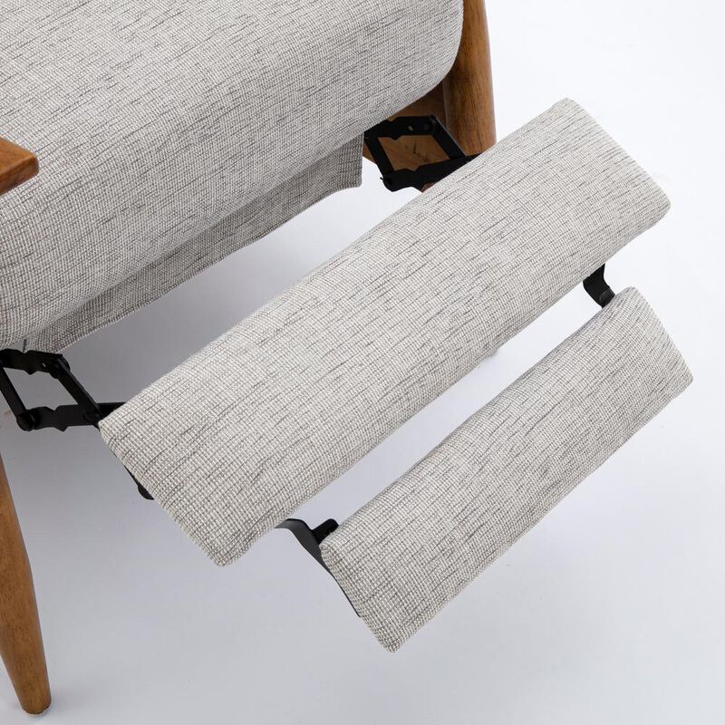 Comfort Pointe Terni Wood Arm Push Back Recliner in Performance Fabric - Sea Oat