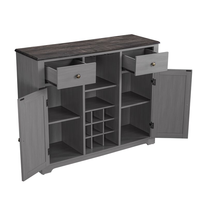 FESTIVO 47 in. Modern X-Door Wine Cabinet w/ Built-in Wine Rack