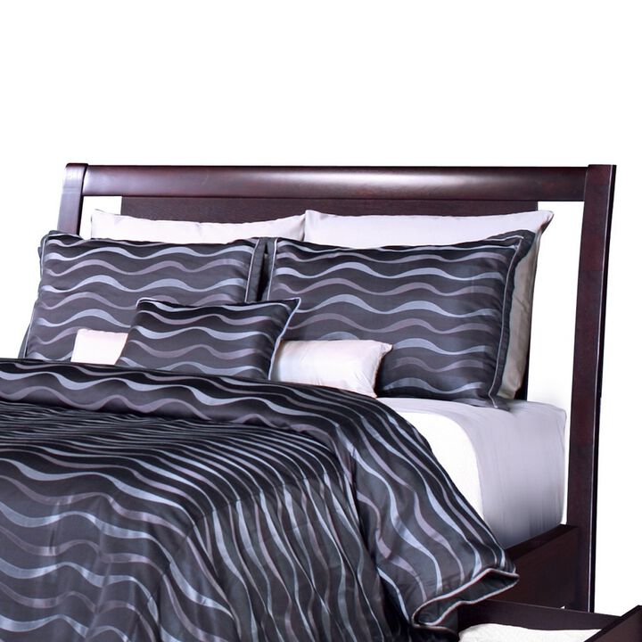 Fang California King Bed, Storage, Tropical Mahogany Wood, Espresso Brown - Benzara