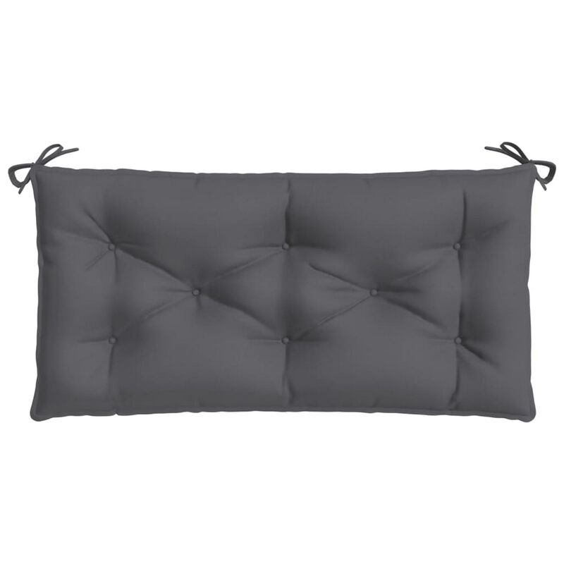 Outdoor Cushion for Bench, 43x20 In, Tufted Stitch Gray Oxford Fabric - Benzara