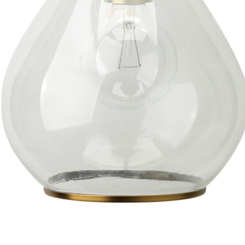 Ada 18 Inch Modern Wall Sconce, Real Blown Glass, 40W Bulb, Brass Finish-Benzara