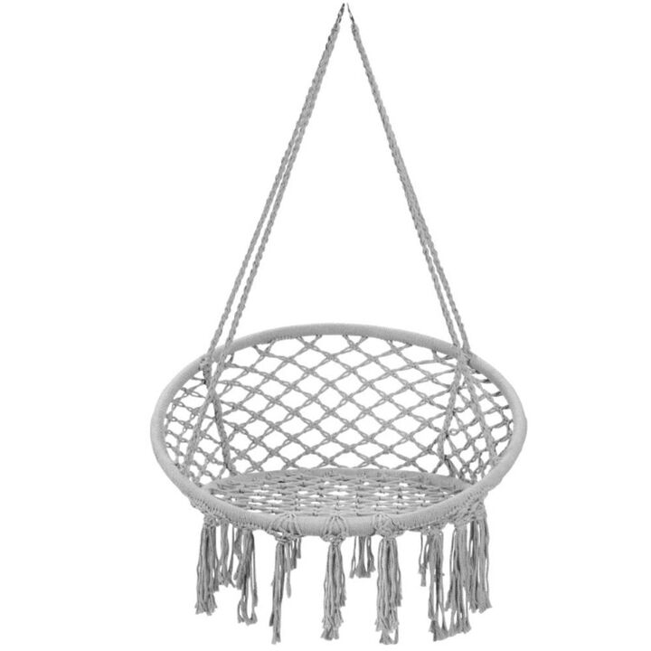 Hivvago Hanging Macrame Hammock Chair with Handwoven Cotton Backrest Hivvago Hanging Macrame Hammock Chair with Handwoven Cotton Backrest