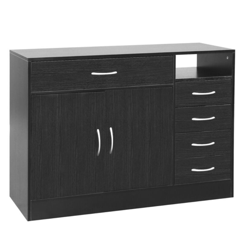 MDF With Triamine Double Doors And Five Drawers Bathroom Cabinet