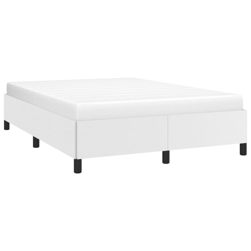 vidaXL Faux Leather Bed Frame, Queen Sized, Modern Style, White Finish, Suitable for 59.8"x79.9" Mattress, Resistant Engineered Wood Construction