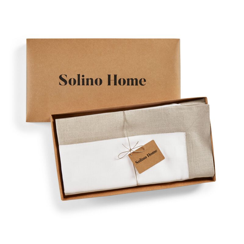 Solino Home 100% Pure Linen Table Throw 52 x 52 Inch | Contempo