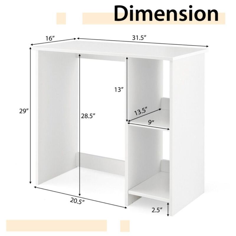 Hivvago 31.5 Inch  Modern Home Office Desk with 2 Compartments