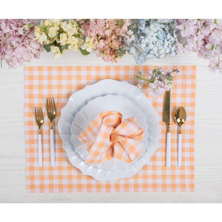 Solino Home 100% Pure Linen Cloth Napkins 20 x 20 Inch Set of 4 | Gingham Check Dinner Napkins