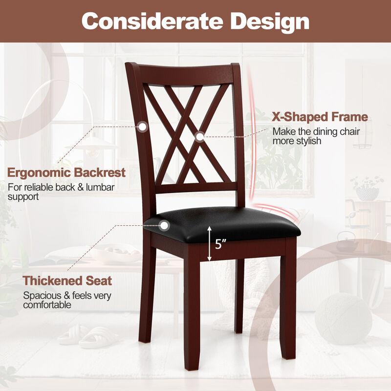 Set of 2 Dining Chair with Backrest and Padded Seat