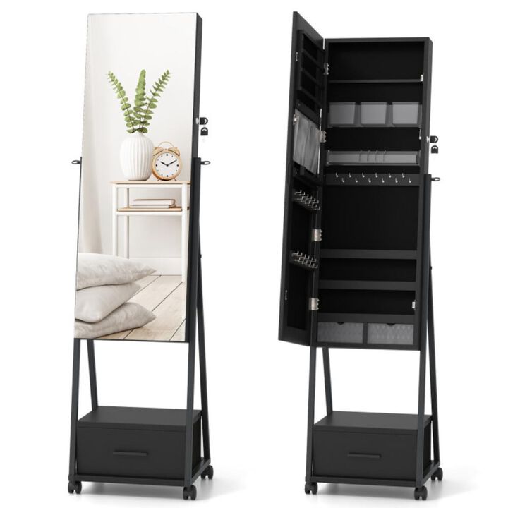 Hivvago Jewelry Cabinet with Full-Length Mirror-Black