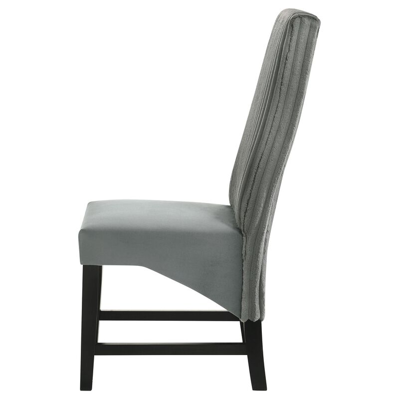 Ranna Dining Chair Set of 2, Gray Velvet Foam Cushions, Hardwood - Benzara