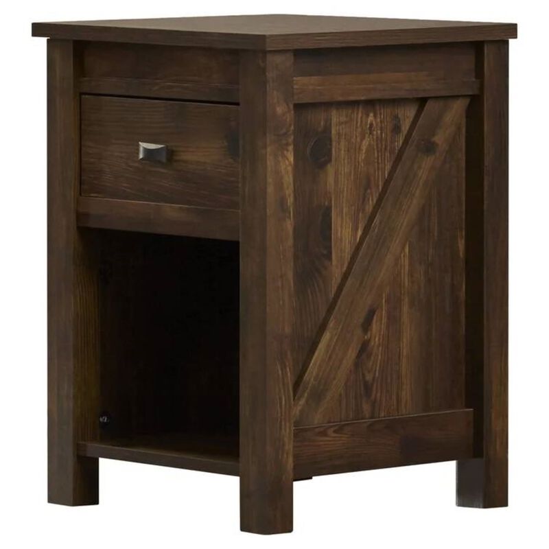 Hivvago Farmhouse 1-Drawer Bedroom Nightstand with Open Shelf