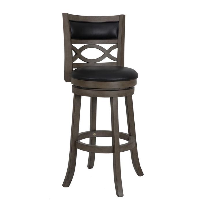 New Classic Furniture Manchester 29 Wood Bar Stool with Black PU Seat in Ant Gray