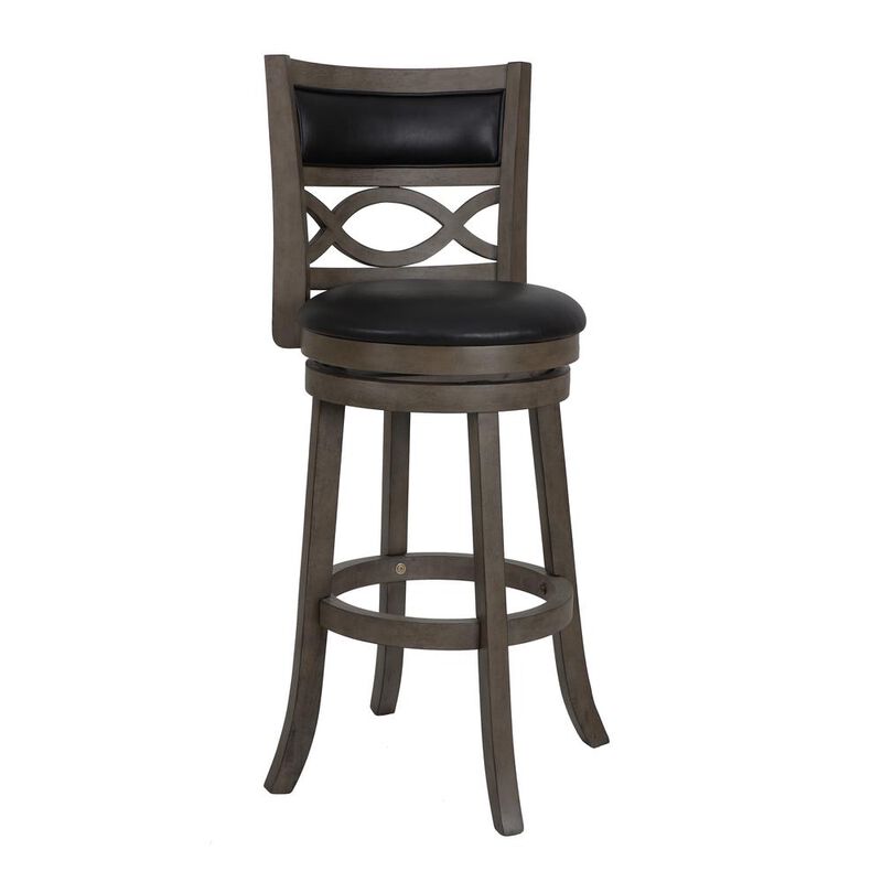 New Classic Furniture Manchester 29 Wood Bar Stool with Black PU Seat in Ant Gray