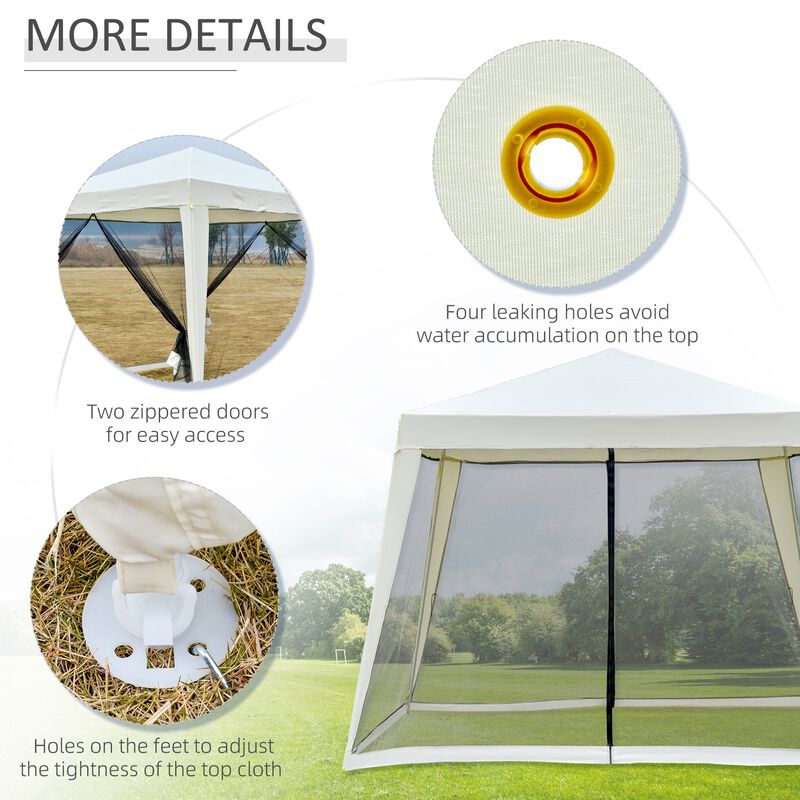 Beige Patio Sanctuary: 10x10 Outdoor Canopy Tent with Mesh Walls