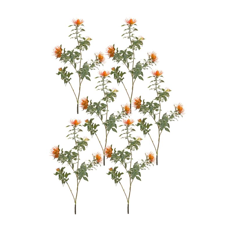 Flocked Protea Spray for Winter and Holiday Décor (Set of 6)