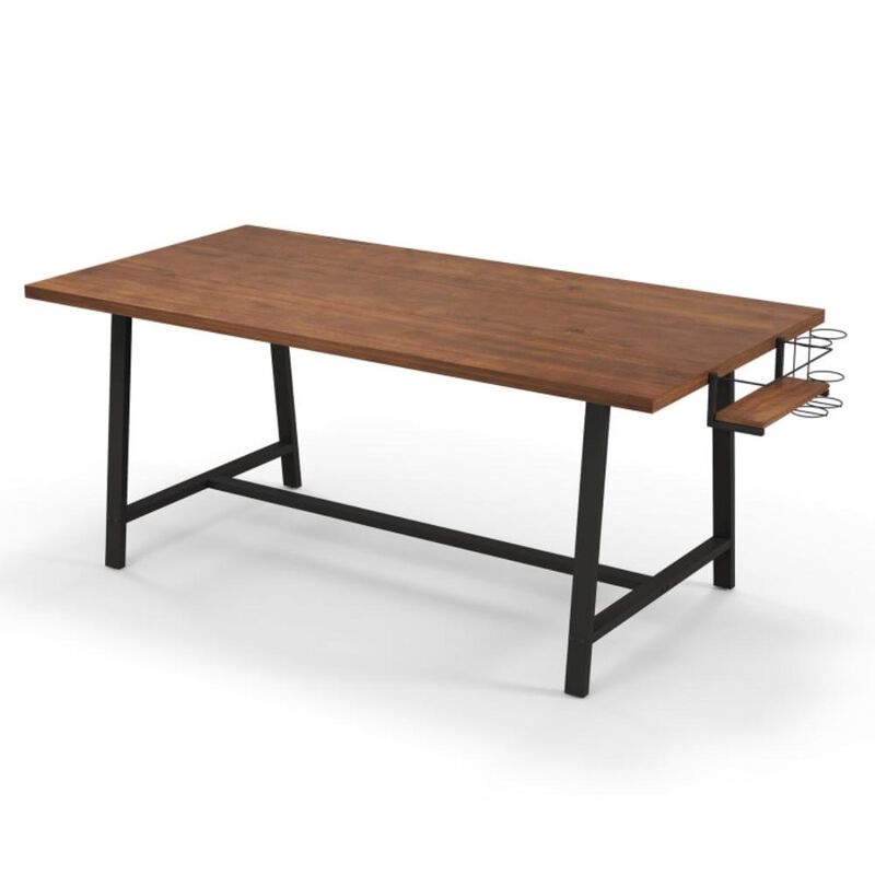 Hivvago 72 Inch Dining Table Rectangular Kitchen Table with 2-Bottle Wine Rack for 5-7