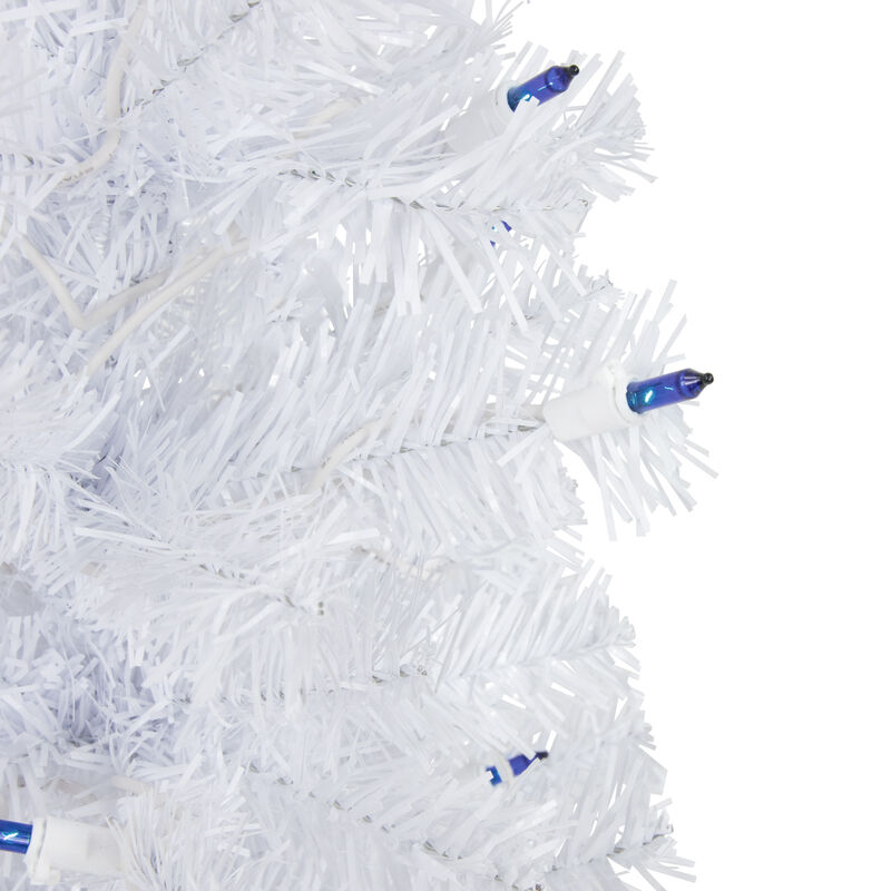 2' Pre-Lit Woodbury White Pine Slim Artificial Christmas Tree  Blue Lights