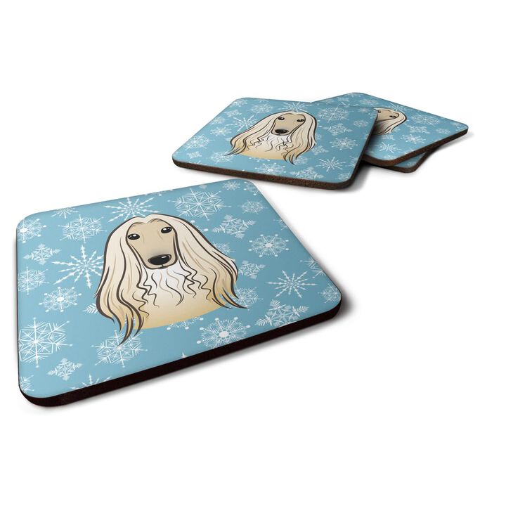 Caroline's Treasures BB1678FC Snowflake Afghan Hound Foam Coasters (Set of 4), 3.5, Multicolor