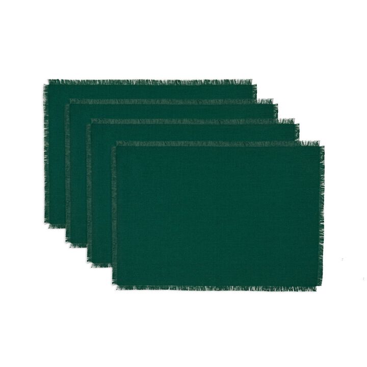 Solino Home 100% Pure Linen 14 x 19 Inch Placemats Set of 4 | Fringe