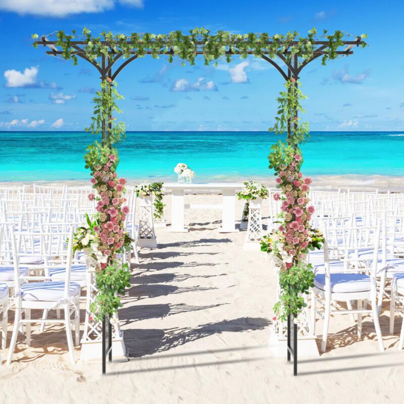 Hivvago 6.8 Feet Garden Arbor with Trellises for Climbing Plant Vine Rose