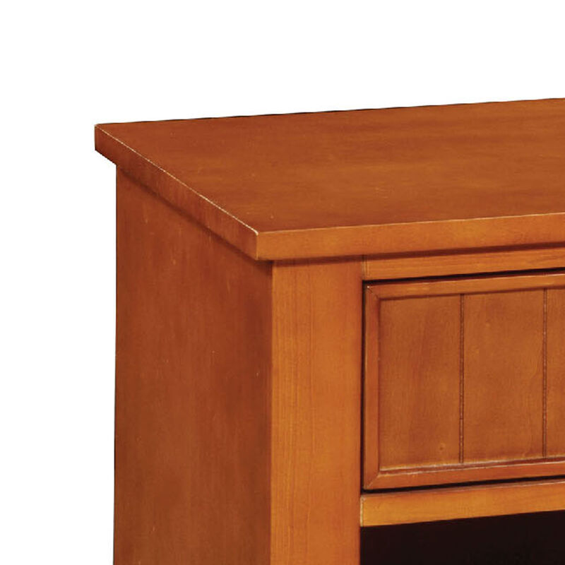 Omnus Wood Night Stand, Oak Finish-Benzara