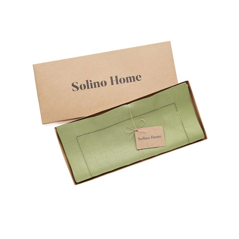 Solino Home 100% Pure Linen Table Runner | Classic Hemstitch for Thanksgiving, Christmas