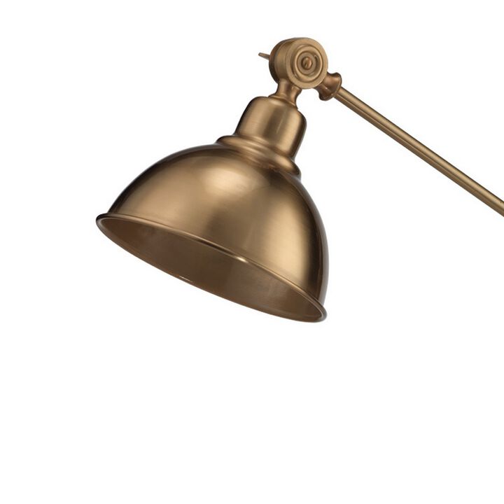Table Lamp with Adjustable Tubular Metal Frame, Brass-Benzara